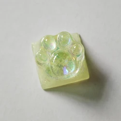 Backlit Cat Paw Crystal Keycap - Cute DIY Personalized Key Caps (Light Green x 1)