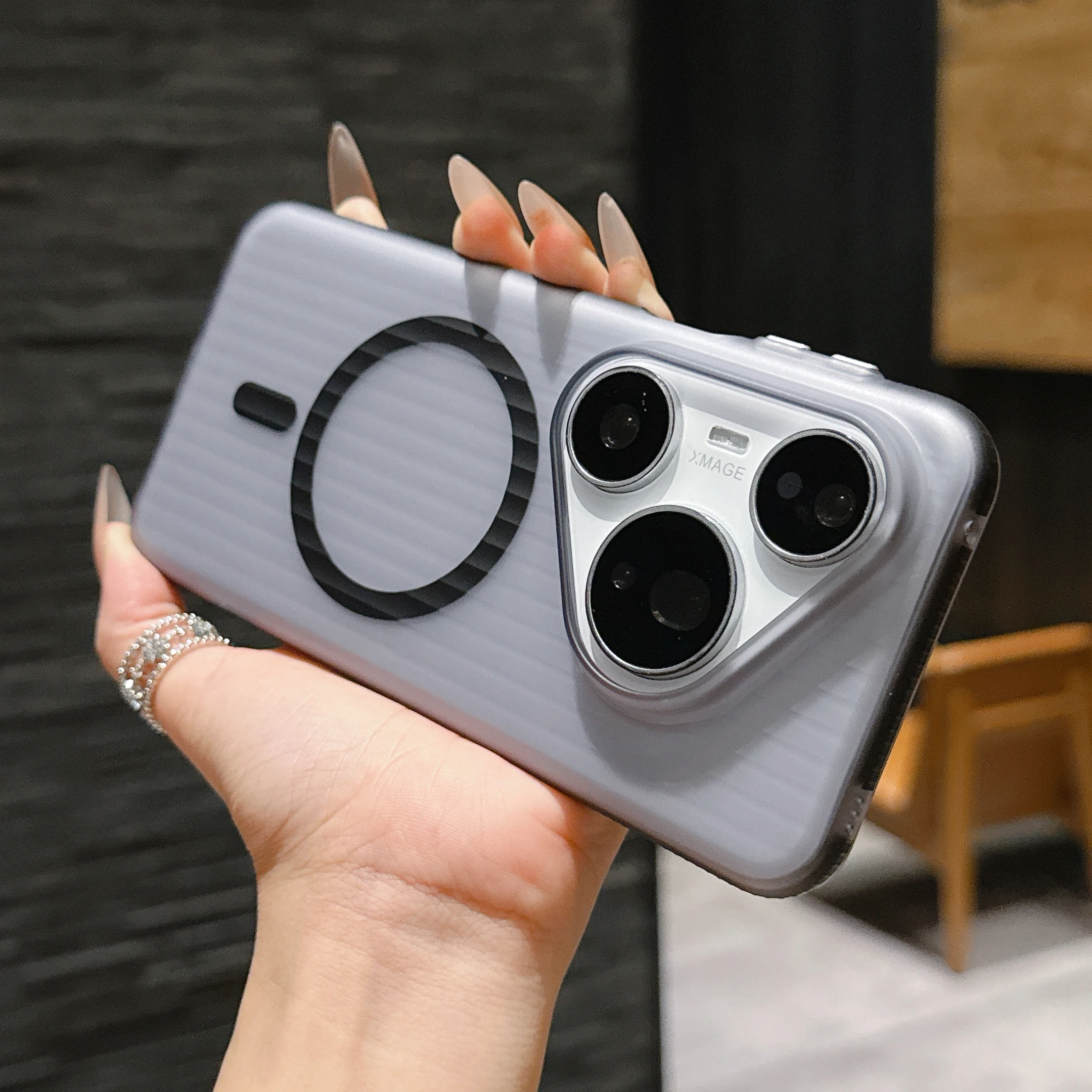 Matte Slim Corrugated Pattern Magnetic Armor Case with Magsafe