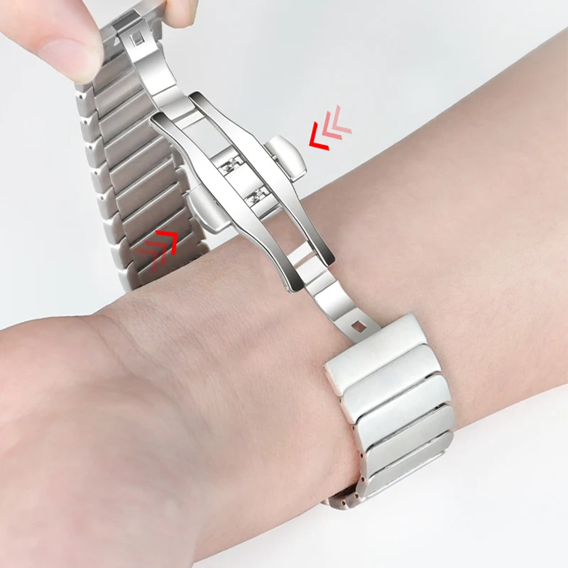 Premium Stainless Steel Watch Band with Protective TPU Cover