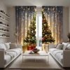 2pcs HD Starlight under Christmas tree gift box decorative curtain Yellow tie digital printed curtain Home decoration style d 3