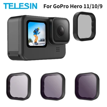 TELESIN CPL 렌즈 필터 세트, 알루미늄 합금 프레임, 고프로 12, 고프로 히어로 11, 10, 9, 블랙 액션 카메라, ND CPL 렌즈, ND8, ND16, ND32