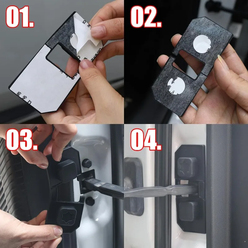4Pcs 자동차 도어 리미터 커버 PU 방수 리미트 스위치 스토퍼 보호 캡 녹 방지 소음 감소 차량 내부 업그레이드
