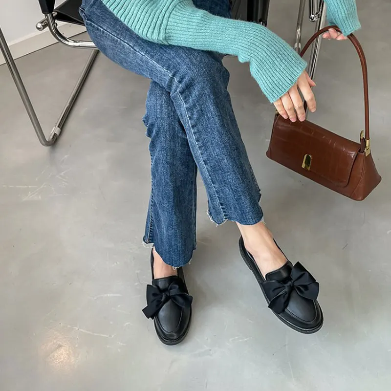 Gothic Lolita Bowknot Heart Mary Jane Shoes Women Cute Kawaii Chunky Platform Flats Fashion Designer 