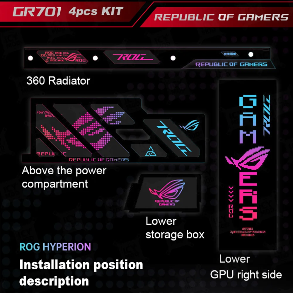 4Pcs ASUS GR701 Chassis RGB Lighting Panels ROG HYPERION Gamers Refit Kit 5V ARGB Laser PC Case Shroud New