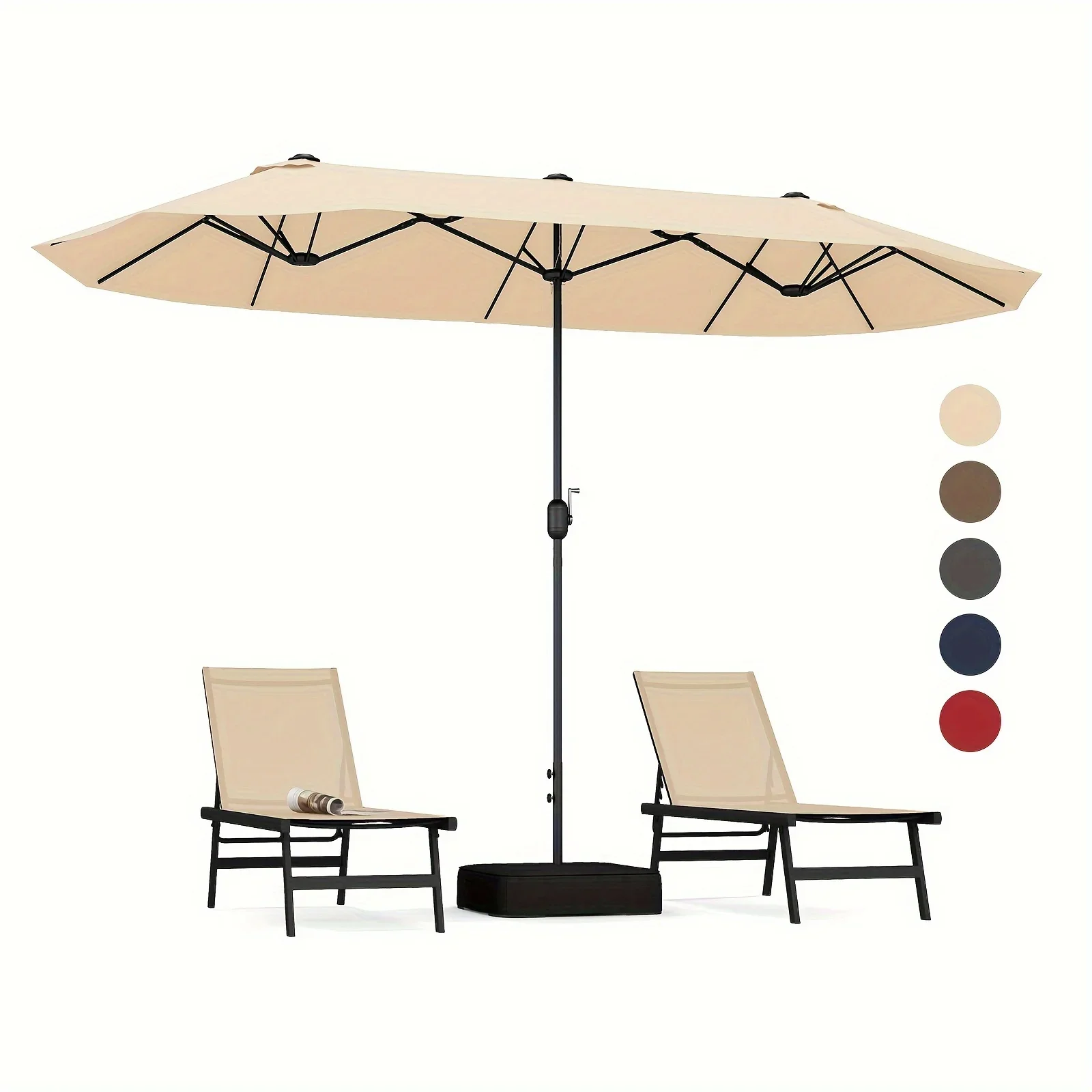 

Extra Large 13ft Double-Sided Elegant Beige Patio Umbrella with Sturdy Base, Easy Crank Handle, Safety Lock - 8x13 ft Canopy for