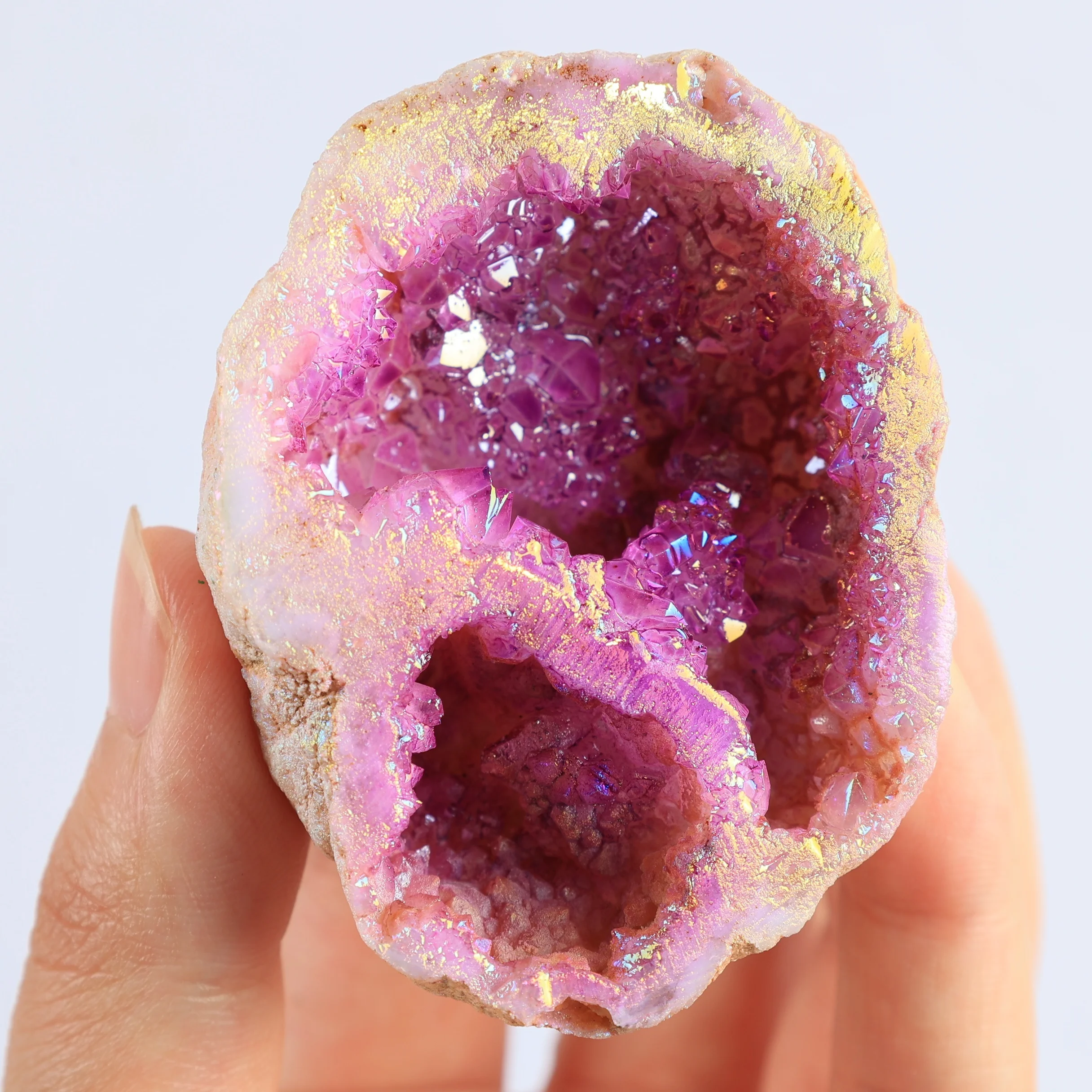 Aura Purple Geode Quartz Crystal Cluster  Natural Electroplated  Angel Aura CrystalHola Brand Jade and Natural Stone Decoration 2