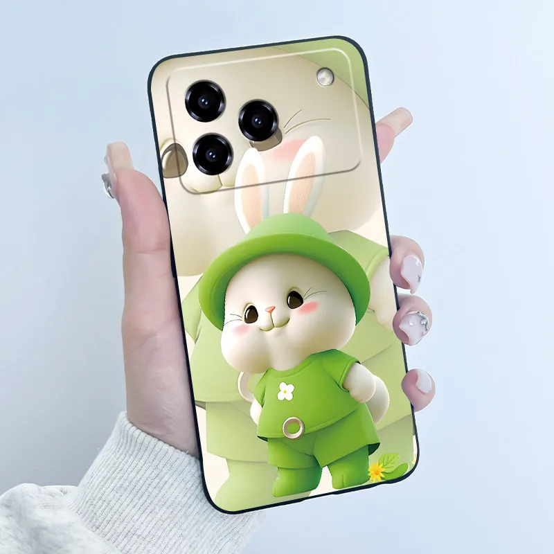 Cute Love Rabbit Cartoon Black Soft Silicone Protective Phone Case