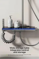 Space Aluminum Digital Display Thermostatic Shower Faucet Set , Piano Button With Ambient Light Bathroom Faucets Shower Head 2