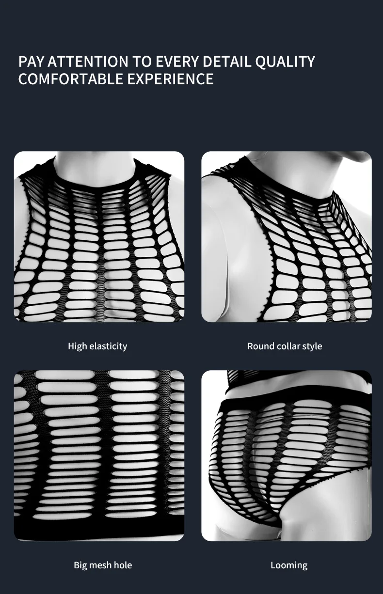 Completo lingerie uomo a rete top e slip brasiliano sexy_voghion.com