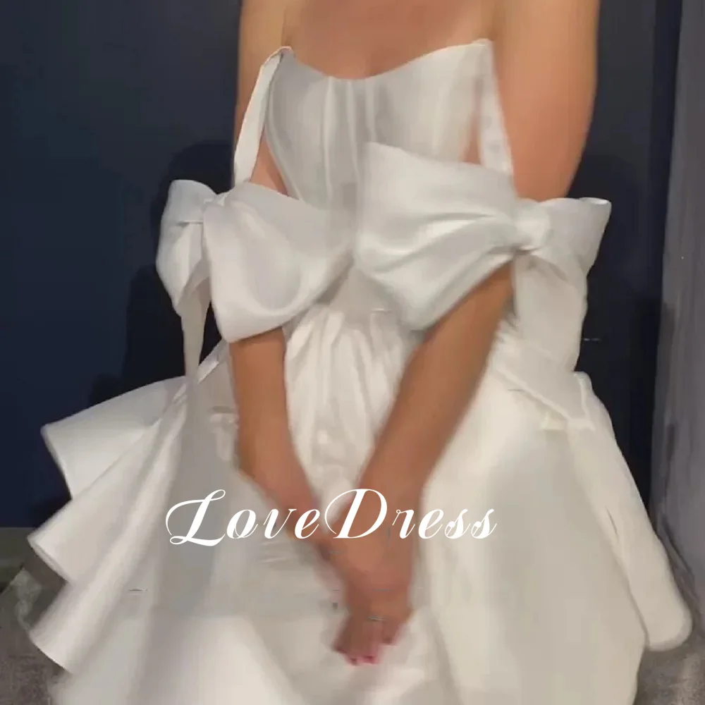 Customized Elegant Short A-Line Tiered Stain Pleats Bow Spaghetti Straps Wedding Dress Above Knee Bridal Gown Elegant Vestido 5