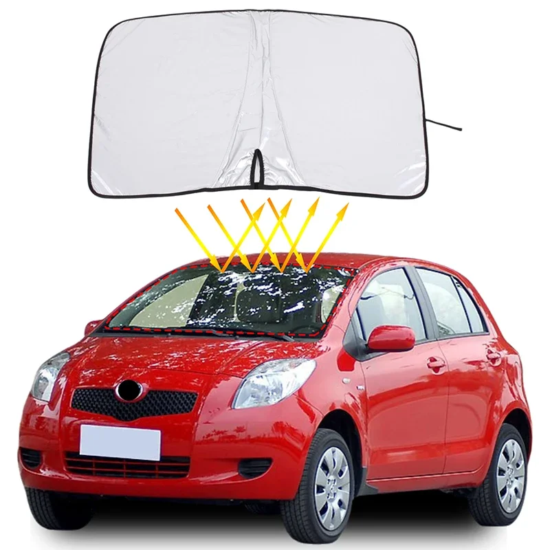 

For Toyota Yaris Car Window Sun Shade Block UV Rays Sun Visor Protector Car Windshield Visor Cover Sunshade Folding storage