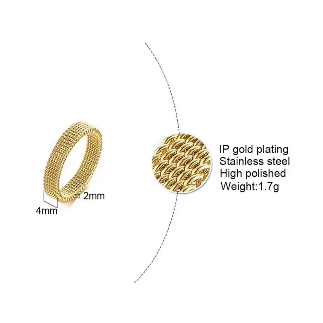 Fashion Unisex Elastic Mesh Stainless Steel Ring Vintage Wedding Rings Jewelry Friends Gift