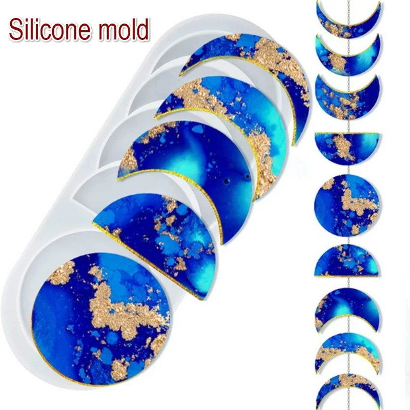 Moon Phase Resin Molds Crescent Silicone Molds Full Moon Epoxy for Resin Crafts DIY Making Decoration