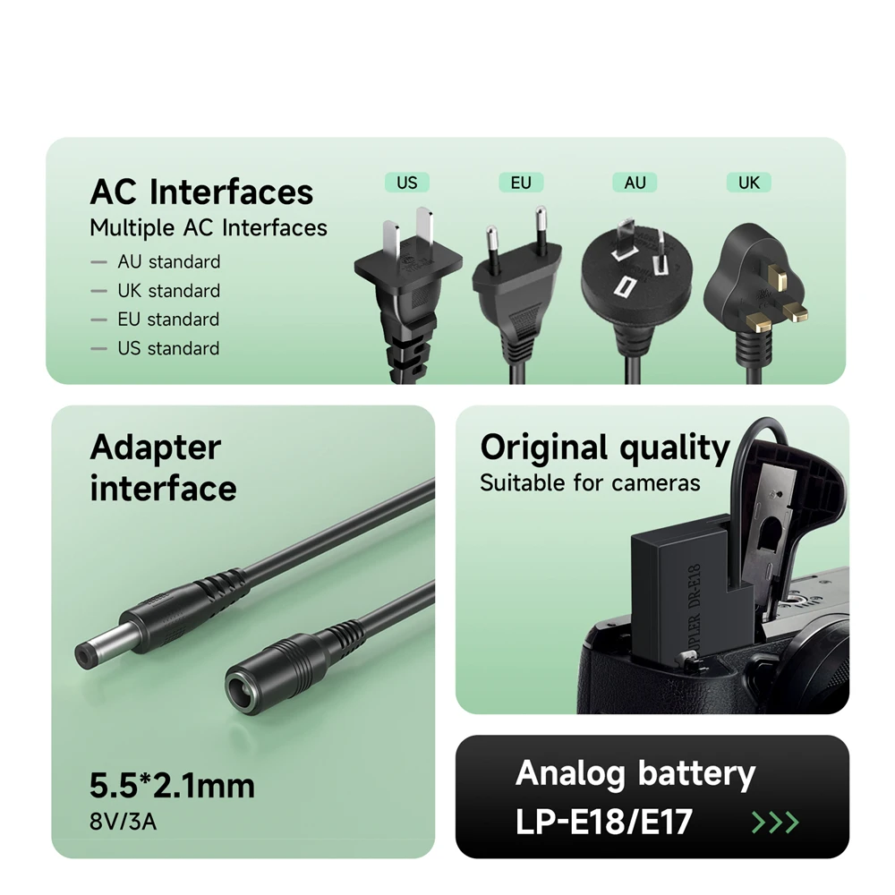 Bateria do Manequim de Palo para Canon Adaptador da C.a. Dr-e18 Eos 77d 200d 250d 750d 760d 800d 850d 8000d 9000d rp - Image 3