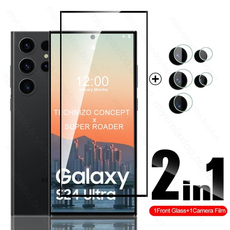 

Закаленное стекло 2 в 1 для Samsung Galaxy S24 Ultra S24 Ultra, зеркальное стекло для камеры Samsung 24 S 24 Ultra Plus, защитная пленка для экрана