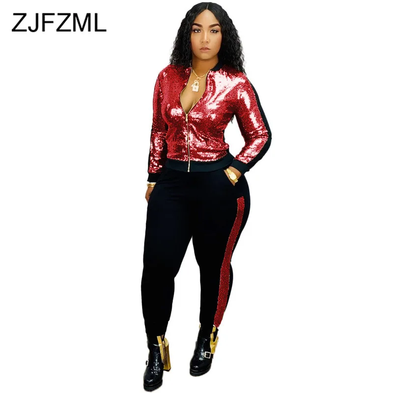 White Sequin Two Piece Sets Piece Sets For Women Glitter Sequins