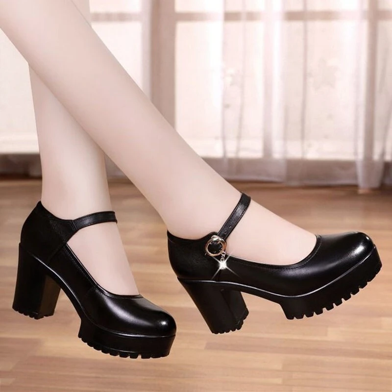 

Women Pumps Shoes Patent Leather Slip On Round Toe High Heels Mary Janes Woman Dress Wedding Shoes Lady Office Work Pumps