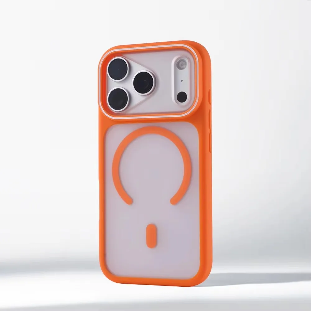 Luxury Matte Translucent Magnetic Shockproof Phone Case with Wireless Charging Capability
