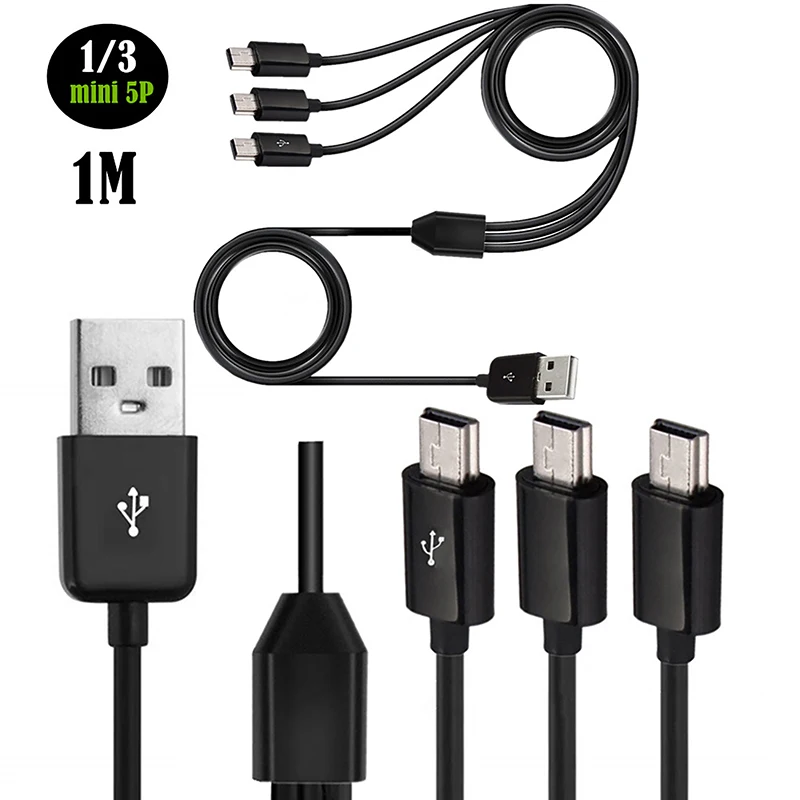 USB A 수 1-3 미니 USB 5 핀 데이터 충전기 케이블, 빠른 충전 미니 U..