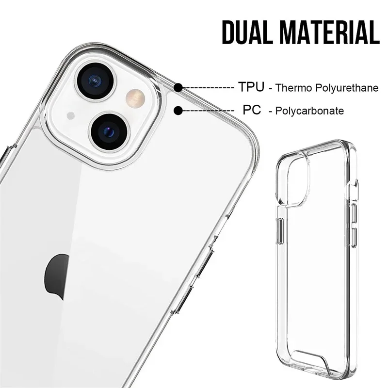 Premium Acrylic Crystal Clear Shockproof Protective Case with Hard Back and TPU Bumper