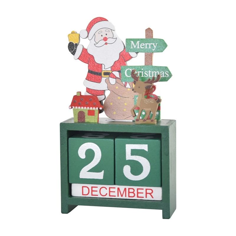 

Christmas Table Calendar Tabletop Number Date Wooden Blocks Calendar Countdown Xmas Desktop Calendar Christmas Decor