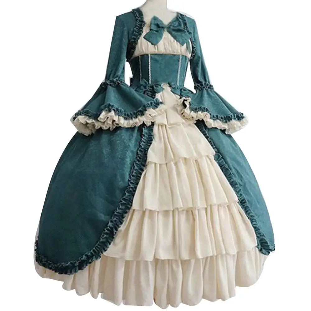 

Cute Cosplay Black Women Lolita Lady Retro Square Neck Tight Waist Bowknot Medieval Dress Dress Party Costume Fairy Vestidos