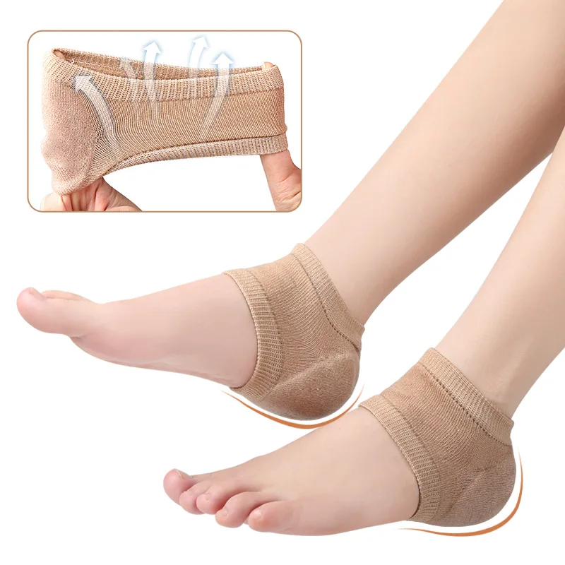 Silicone Gel Heel Protector Sleeve Heel Pads Heel Cups Plantar Fasciitis Support Feet Care Skin Repair Cushion Half-yard Socks