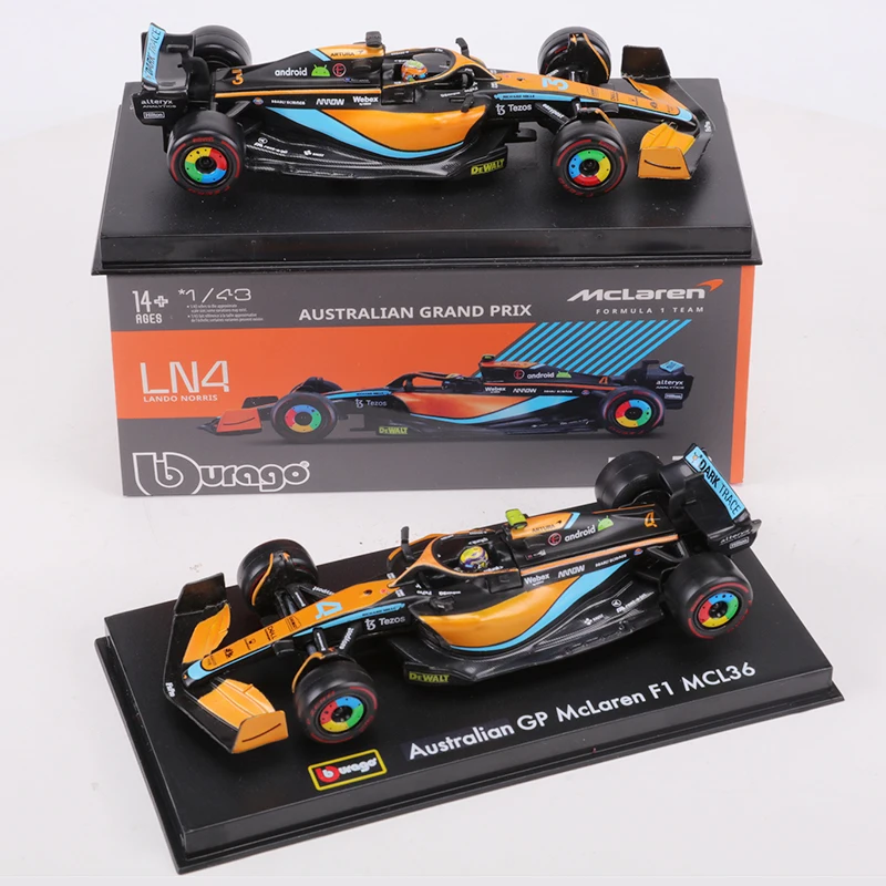 Burago F1 McLaren 1/43スケールレーシングカー Burago 1:43 2022 McLaren MCL36 F1 Racing Car NO.3 NO.4 Alloy