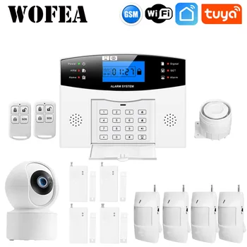 Wofea 홈 보안 와이파이 GSM 경보 시스템, 도난 경보 앱 제어 Tuya 스마트 무선 및 유선 영역 SMS 및 자동 다이얼 LCD