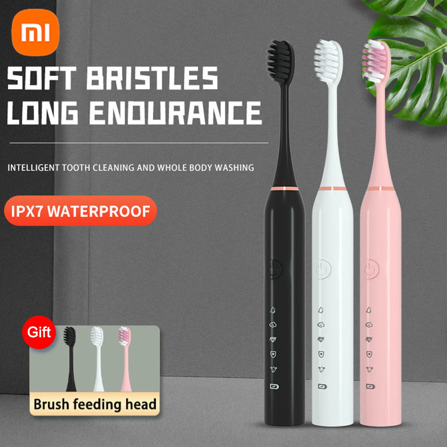 Electric Toothbrush Battery Sonic Vibrating Toothbrushes Waterproof ...