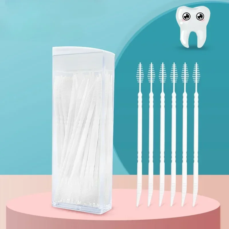 60Pcs/Box Portable Fish Bone Shape Disposable Plastic Toothpicks Teeth Cleaning Interdental Brush Oral Gum Teeth Cleaning Care
