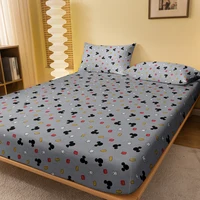 1 cartoon cute Mickey pattern digital printed frosted Fitted Sheet,bedroom printed bed cover,bedding(No pillowcase) 1