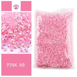 Vibrant Jelly AB Color FlatBack Resin Rhinestones for Nail Art and Garment Embellishment (Pink AB)