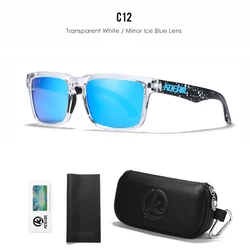 KDEAM Unisex Polarized Square Sunglasses with Zipper Case (C12 mirror ice blue)