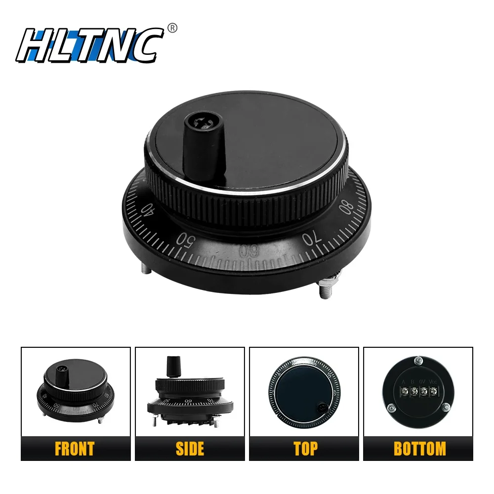 Handwheel CNC Pulser 61mm Pulse 100 25 5V 24V 4Pin 6Pin Manual Pulse Generator Hand Wheel CNC Machine Rotary Encoder cnc handwheel