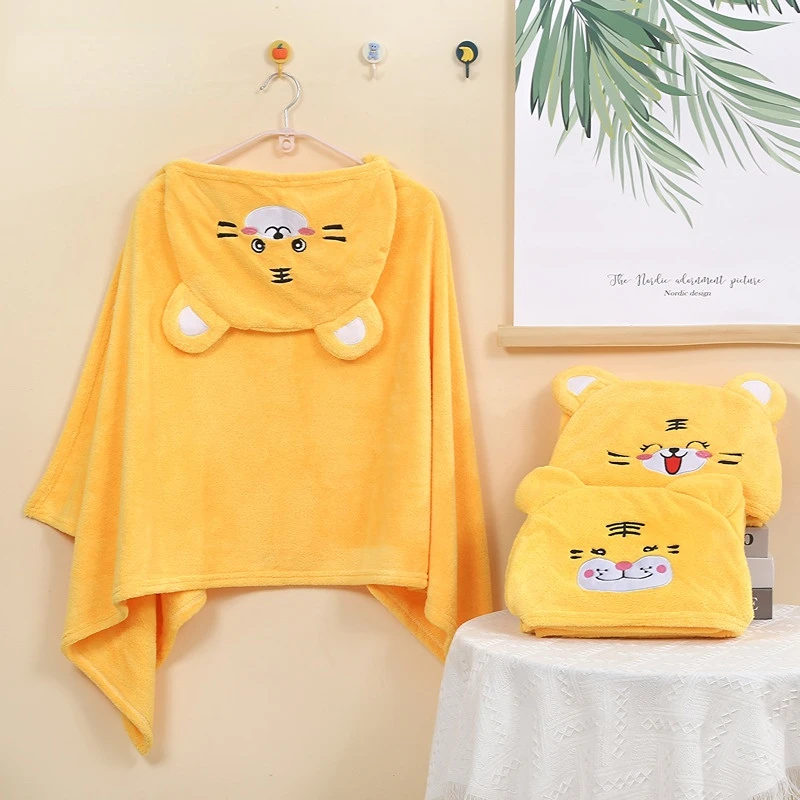 Kids Bathing Cartoon Baby Bath Towel Microfiber Cotton Hooded Beach Towel Newborn Cape Towels Soft Poncho Stuff Infant Washcloth