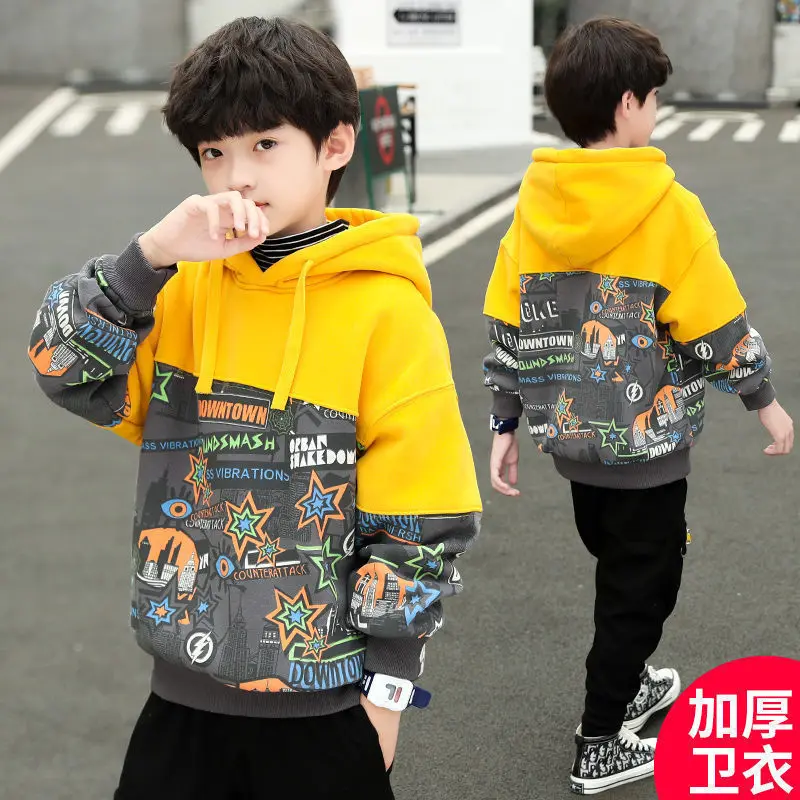 2023 New Kids Clothes Boys Children Hoodies Sweatshirts Pullover Tops  Hoodies Winter Fleece Thicke Clothes For 6 8 10 12 14 Year - AliExpress