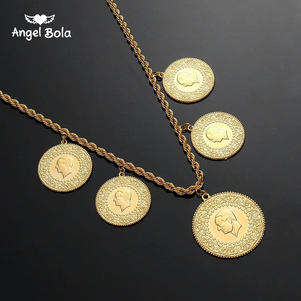 Moneda árabe musulmana para mujer, collar de Oriente Medio, Color dorado, Árabe/africano, joyería islámica, hacer dinero, regalo de la suerte, nuevo