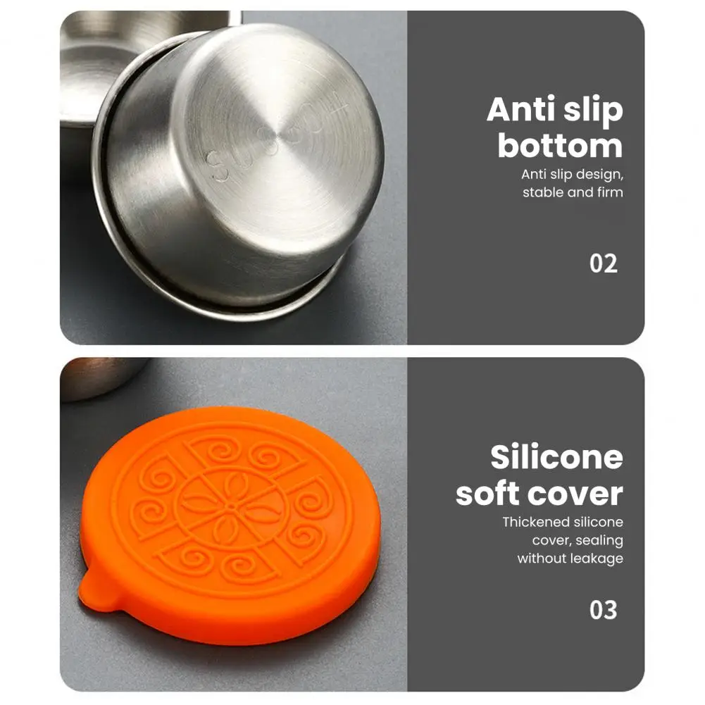 40ML Salad Dressing Containers with Lids Leakproof Stainless Steel Sauce Dish for Lunch Boxes Picnics Snacks Dips Containers