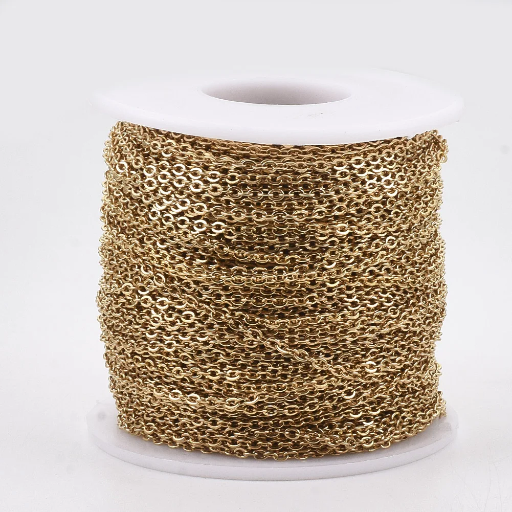 50m/roll Stainless Steel Golden Color Silver Color Cable Chains Links For DIY Handmade Bracelet Necklace Jewelry Accessories