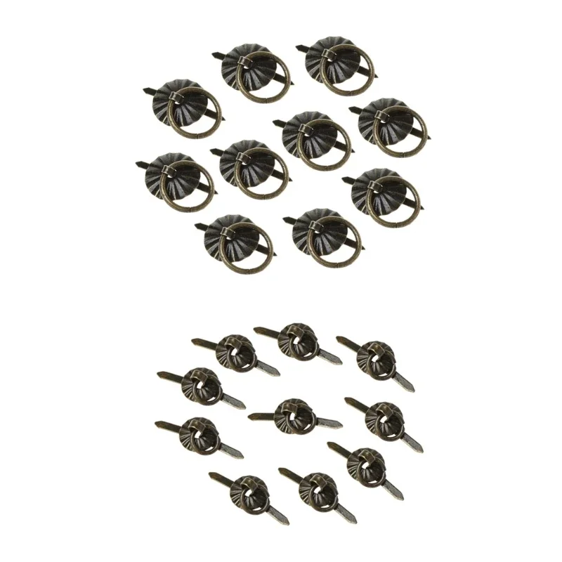10pcs Green Bronze Color Ring Pin Handle Drawer Cabinet Desk Pull Knob Furniture L9BE