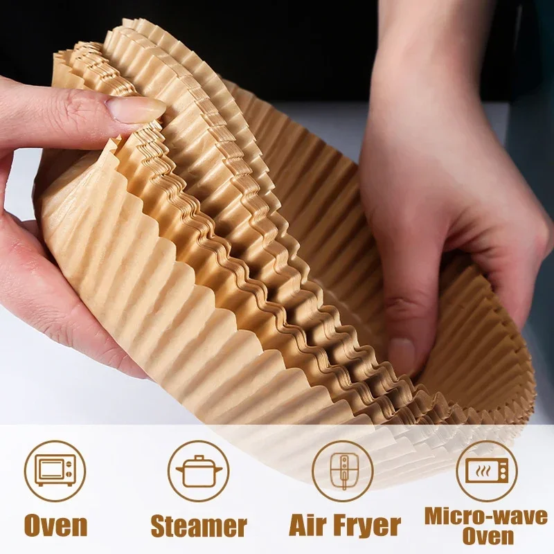 Round Air Fryer Paper Disposable Non-Stick Airfryer Baking Papers Microwave Oven Pot Oil Absorbing Liners Kitchen Accessories