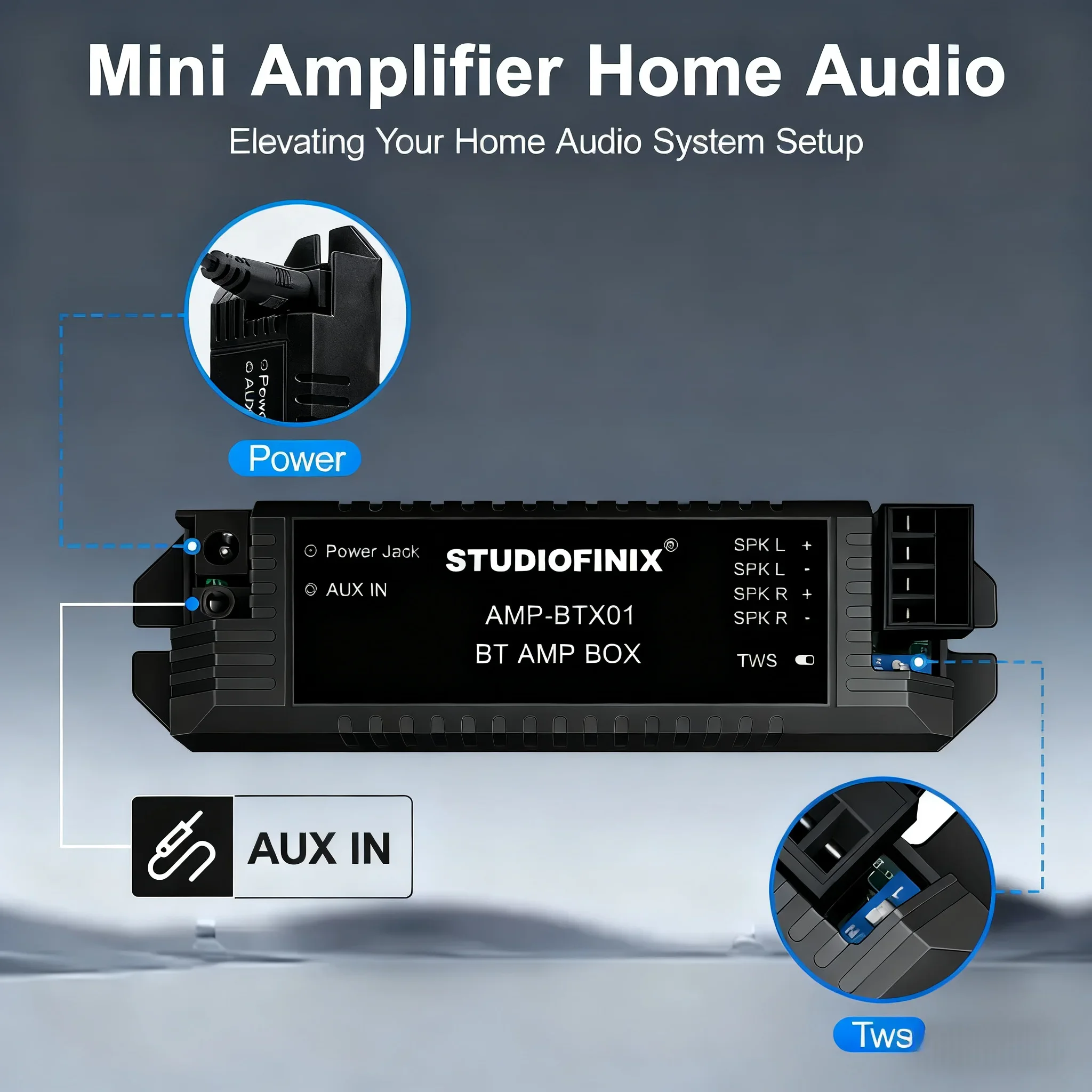 STUDIOFINIX 160W 4인치 매립형 2웨이 풀레인지 블루투스 천장 스피커 습한 실내외 화장실에 적합