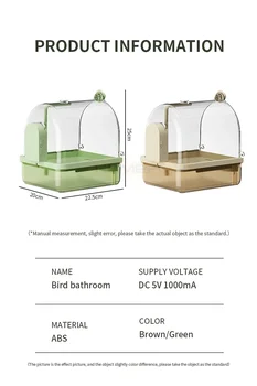 Clear Hanging Bird Bath Automatic Water Circulation Bath Shower For Bird Easy to clean Space Saving Design Bird Cage Accessory - Image 5
