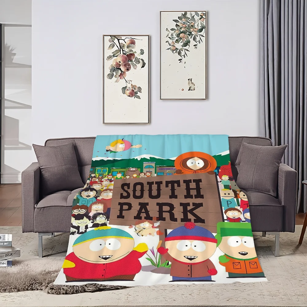 Cartoon S-South P-Park Blanket Skin friendly comfort warm soft plush blanket suitable sofa living room office bedroom 3