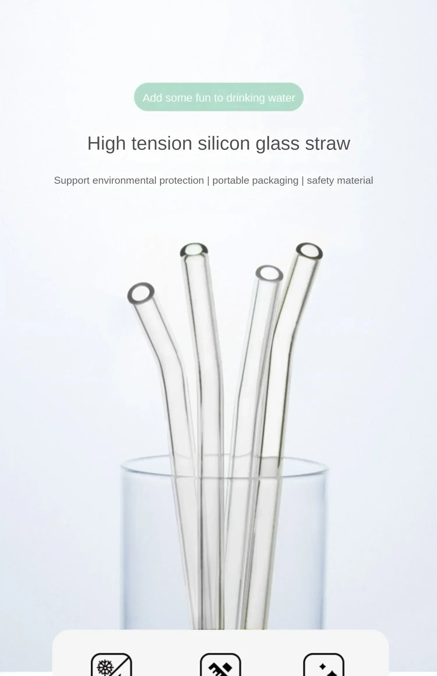 1set Heat Resistant Glass Straws With Brush - Set Of 5 - Reusable And Washable,Perfect For Smoothies, Milkshakes, Tea, Juice