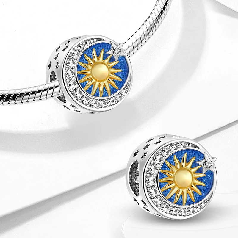 925 Sterling Silver Snow Mountain Scenery Starry Sky Charms Beads Fit Original  Bracelet Bangle High Quality DIY Jewelry