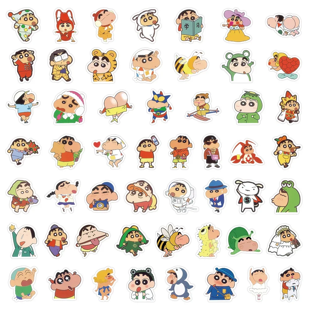 Фото 100 шт. аниме стикеры Crayon Shin-chan, Женская водонепроницаемая модель, милые наклейки, упаковка, кожа для ноутбука, детские игрушки №4