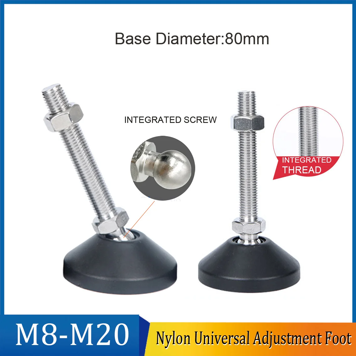 1Pcs M8 M10 M12 M16 M18 M20 Nylon Adjustable Lathe Leg Thread Type ...
