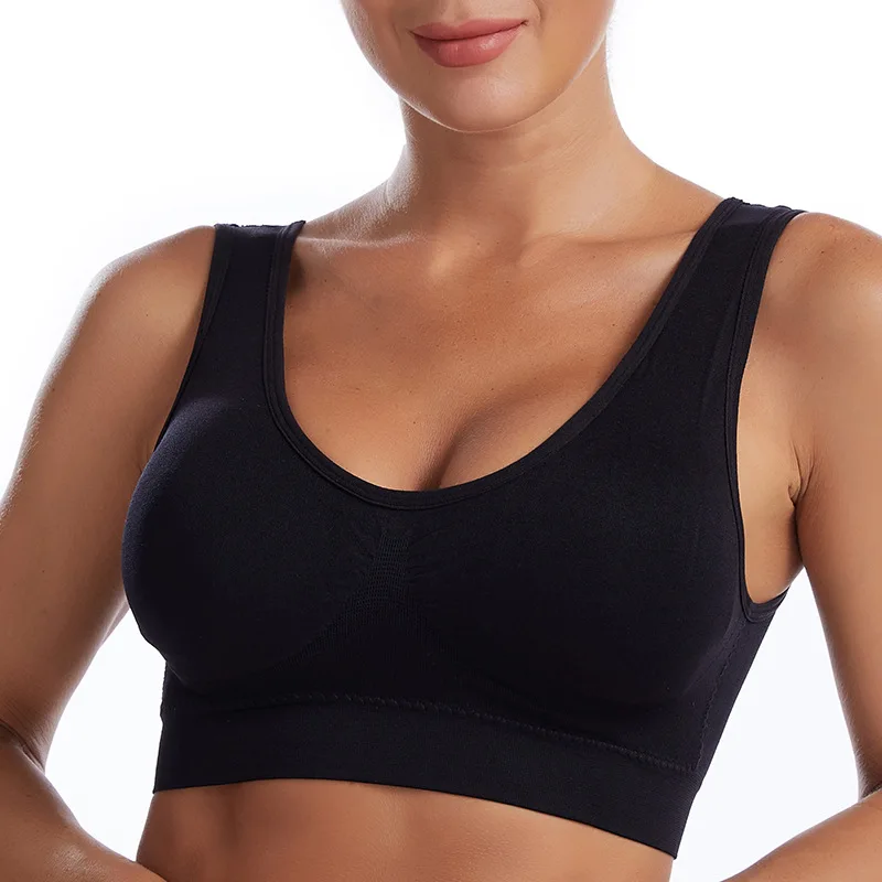 Plus Size Bras Sport Vest Wireless Comfort Seamless Underwear Tops Push Up  Women's Bra Sexy Splicing Lingerie Bralette M-6XL
